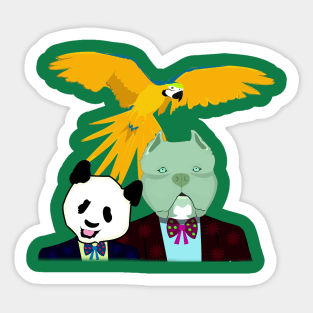 Pit bull, Parrot and Panda Sticker